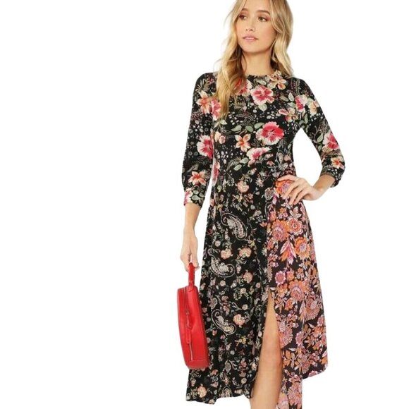 Shein Floral Asymmetric Hem Midi Dress Size XS - Picture 1 of 11
